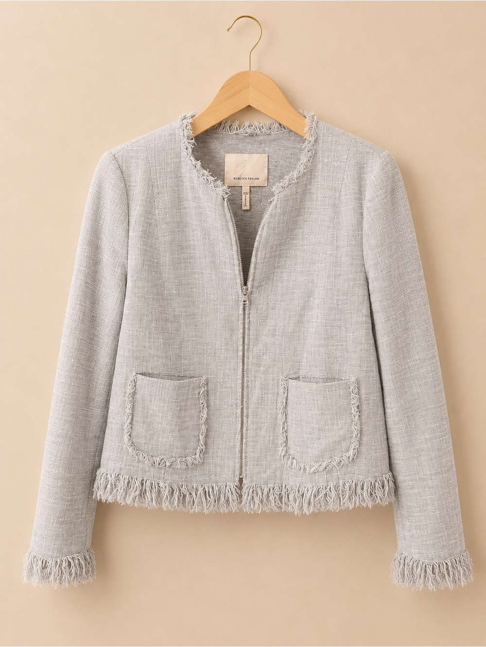 Rebecca Taylor Slub Suiting Jacket Dove Grey- ✨